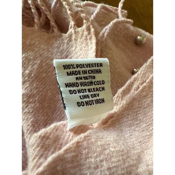 Jessica McClintock Faux Pearl-Embellished Pink Scarf With Fringe - Picture 6 of 11